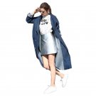 Autumn Women Ladies Fashion Oversized Loose Pockets Long Sleeve Denim Blue Jean Look Button Lapel Sl