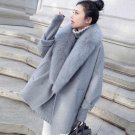 2017 Fashion Women Winter Warm Faux Fur Collar Long Sleeve Woolen Blend Jacket Outwear Open Front Lo