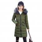 2017 Fashion Women Winter Faux Fur Hooded Zip Long Sleeve Long Parka Outwear Padded Coat Thicken Cas