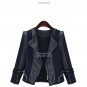 Womens Turn-down Collar Long Sleeve Short Casual Jackets for Autumn Winter  PU Leather Pocket Zipper
