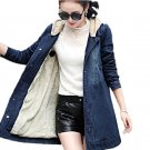 2017 Women Winter Medium-Long Parka New Hooded Vintage Fleece Jean Coat Thicken Velvet Wadded Outwea