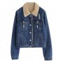 2017 Women Autumn Winter New Lambswool jean Coat With 4 pockets Button Short Warm Wadded Outwear Wid