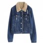 2017 Women Autumn Winter New Lambswool jean Coat With 4 pockets Button Short Warm Wadded Outwear Wid