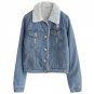 2017 Women Autumn Winter New Lambswool jean Coat With 4 pockets Button Short Warm Wadded Outwear Wid