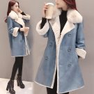 2017 Autumn Winter Double Breasted Women Warm Loose Woolen Coat Casual Outerwear Female Mid-long Thi