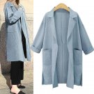 2017 Fashion Women Cotton Linen Turn-down Collar Pockets Long Sleeve Autumn Casual Loose Coat Open F