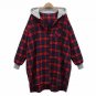 2017 Fashion Womens Plaid Check Hooded Long Sleeve Buttons Autumn Loose Casual Long Outwear Coat Jac