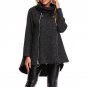 New Winter Autumn Bow Collar Long Sleeve Zip Irregular Hem Retro Outwear Cape Women Loose Casual Sol