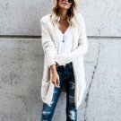 Flare Female Winter 2017 Unique Outwear Long Sleeve Pockets Hooded Cardigan Solid Simple Work Knitte