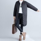 Top Fashion V-neck Long Sleeve Cotton Padded Jacket Women Winter Zip Casual Solid Pockets Straight L