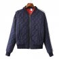 Women Bomber Jacket New Arrival 2017 Autumn Winter Stand Collar Zipper Coat Casual Long Sleeve Argyl