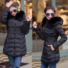 2017 New Winter Brand Ladies Winter Warm Down Coat Women Faux Fur Fleece Collar Hooded Zip Up Overco