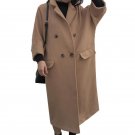 2017 Fashion Women Winter Turn-Down Collar Buttons 3/4 Sleeve Long Coat Parka Loose Casual Woollen O
