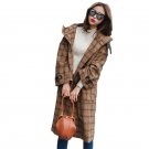 Women Long Plaid Woolen Coat Autumn Winter 2017 Wool Blend Coat Fashion  Female Outerwear Jacket Lon