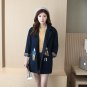 2017 women winter autumn jacket women coat Turn-down collar Medium length Cartoon embroidery coat fe