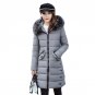 Fashion Women Puffer Down Cotton Long Outwear Coat Padded Jacket Winter Warm Hooded Faux Fur Collar 