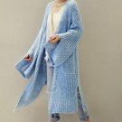 Winter Warm Womens Knitted Long Flare Sleeve Split Coat Jacket Irregular Waterfall Long Sweater Card
