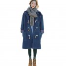 2017 Fashion Women Winter Warm Hooded Horn Buttons Lapel Neck Long Sleeve Casual Loose Wool Blend Co