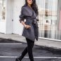 2017 Winter Women Elegant Lapel Neck Open Front Belt Irregular Hem Cardigan Casual Coat Solid Slim F