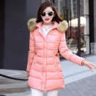 Women Medium Long Fur Parkas 2017 Winter Coat Casual Slim Waist Fleece Hooded Down Jacket Padded Coa