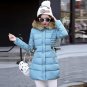 Women Medium Long Fur Parkas 2017 Winter Coat Casual Slim Waist Fleece Hooded Down Jacket Padded Coa