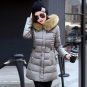 Women Medium Long Fur Parkas 2017 Winter Coat Casual Slim Waist Fleece Hooded Down Jacket Padded Coa