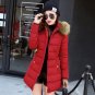 Women Medium Long Fur Parkas 2017 Winter Coat Casual Slim Waist Fleece Hooded Down Jacket Padded Coa