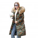 European Winter Women Printed Parkas Down Coats Jacket Raccoon Fur Hoody 90% Duck Down Lady Slim Out