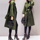 Army Green Woolen Coat Women 2017 Long Parkas Manteau Femme Elegant Winter Coat Women Flare Sleeve B