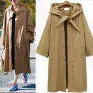 Women FashionL-5XL Solid Hooded Pockets Ladies Long Sleeve Loose Plus Size Autumn Winter Long Jacket