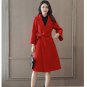 High Street long Coats Warm Fashion Autumn Winter Top UK Fashion Flare Sleeve Women Long Red Wide-wa
