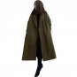 Woolen Outwear Coat Women Winter Army Green Open Front Long Sleeve Causal Lapel Collar Solid Long Lo
