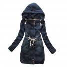 2017 Women Winter Hooded Vintage Long  jean Coat Warm Thickening Velvet fur Cotton Padded Parka Outw