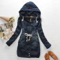 2017 Women Winter Hooded Vintage Long jean Coat Warm Thickening Velvet fur Cotton Padded Parka Outw