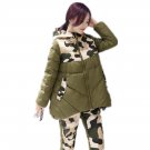 Fashion Winter Women Parka and Long Pants Set Camouflage Cotton Padded Warm Thickening Coat Outwear 