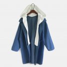 Winter Women Hooded Buttons Open Casual Baggy Long Coat Jacket Ladies Oversized Tuen-down Denim Jean