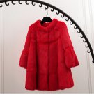 Elegant stand collar wave cut full pelt natural rabbit fur coat outerwear women\'s autumn winter 201