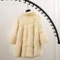 Elegant stand collar wave cut full pelt natural rabbit fur coat outerwear women\'s autumn winter 201