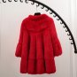 Elegant stand collar wave cut full pelt natural rabbit fur coat outerwear women\'s autumn winter 201