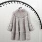 Elegant stand collar wave cut full pelt natural rabbit fur coat outerwear women\'s autumn winter 201