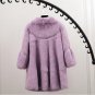 Elegant stand collar wave cut full pelt natural rabbit fur coat outerwear women\'s autumn winter 201