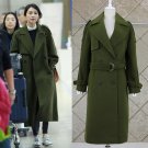 Army Green Woolen Coat Women 2017 Long Parkas Manteau Femme Elegant Winter Coat Women Flare Sleeve B