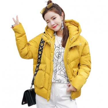 Winter 2017 Women Jackets Short Design Cute Oversized Cotton Padded Pink Coats Causual Warm Hoodies 