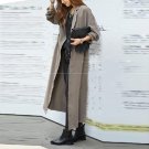 Women Casual Vintage Retro Oversized Open Front Cardigan Drawstring Long Coat Outwear Autumn Winter