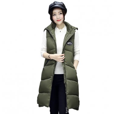 Autumn Winter 2017 Long Vest Coat Women Waistcoat Female Sleeveless Turtleneck Pocket Jacket Hooded 