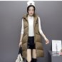 Autumn Winter 2017 Long Vest Coat Women Waistcoat Female Sleeveless Turtleneck Pocket Jacket Hooded