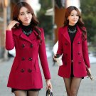 Winter Woolen Coats For Women Fashion Solid Double Breasted Overcoat Turn-down Collar Slim Outerwear