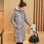 White Duck Down Jacket 2017 Printing Winter Coat Women Black Parka Hooded Maxi Coats Winter Jacket W