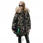 Winter Women Camouflage Parkas Down Coats Jacket Raccoon Fur Hoody 90% Duck Down Lady Warm Outerwear