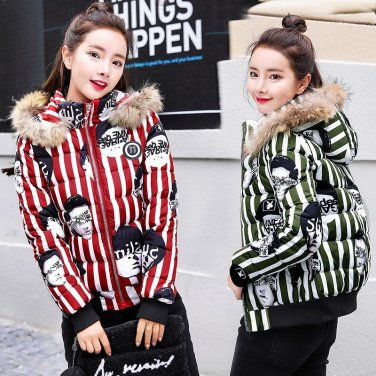 Parka Mujer Invierno 2017 Winter New Down Jacket Female Cartoon Graffiti Printed Short Section Cotto